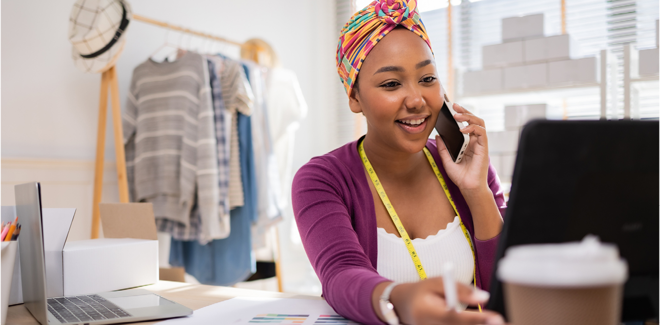 a small business owner on her computer